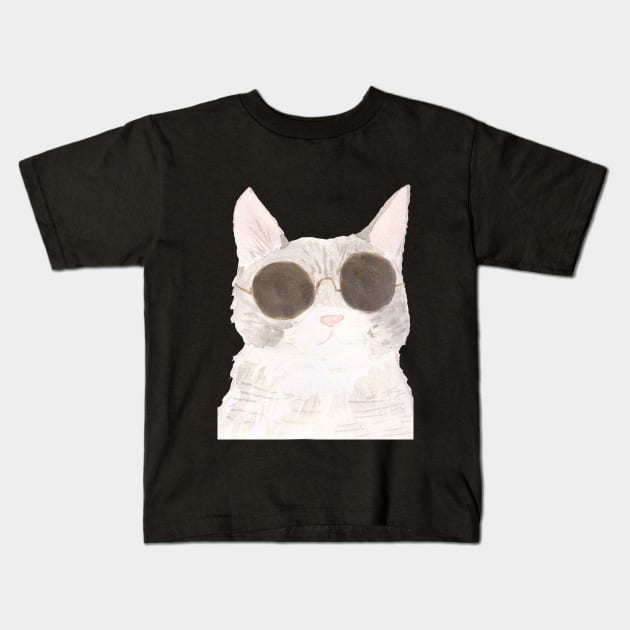 cute cat wearing sunglasses Kids T-Shirt by moonstarsandflowers